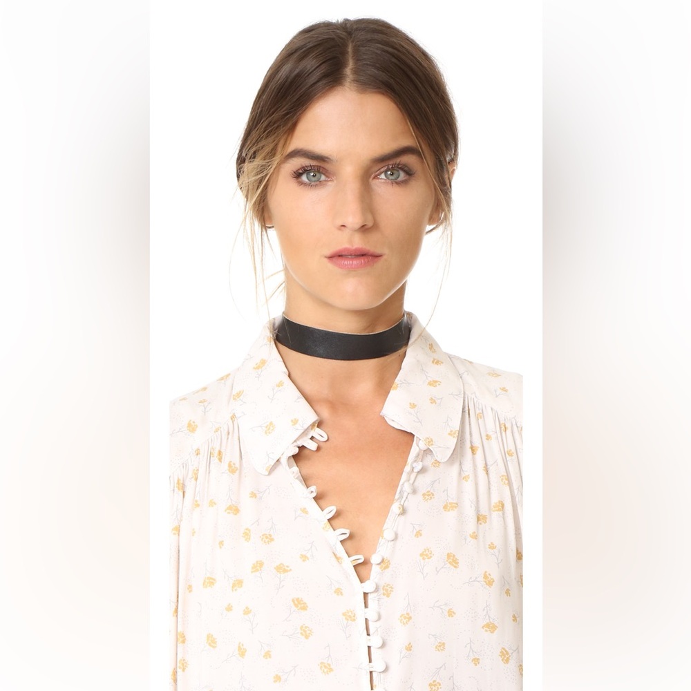 VANESSA MONEY Black Leather Ella Choker Necklace